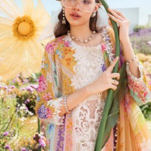 Luxury Multi Floral Embroidered Lawn 3 Piece Unstitched Suit