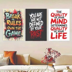 Set Of 3 Motivational Sticky Canvas Frames For Wall Decore /...