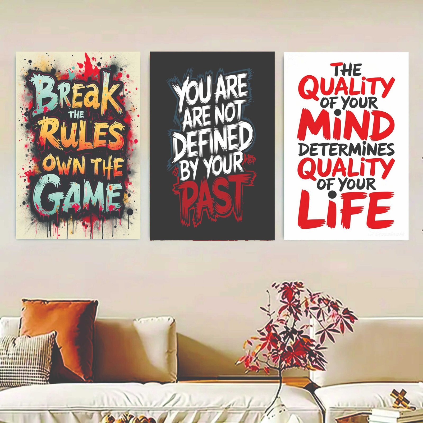 Set Of 3 Motivational Sticky Canvas Frames For Wall Decore /...