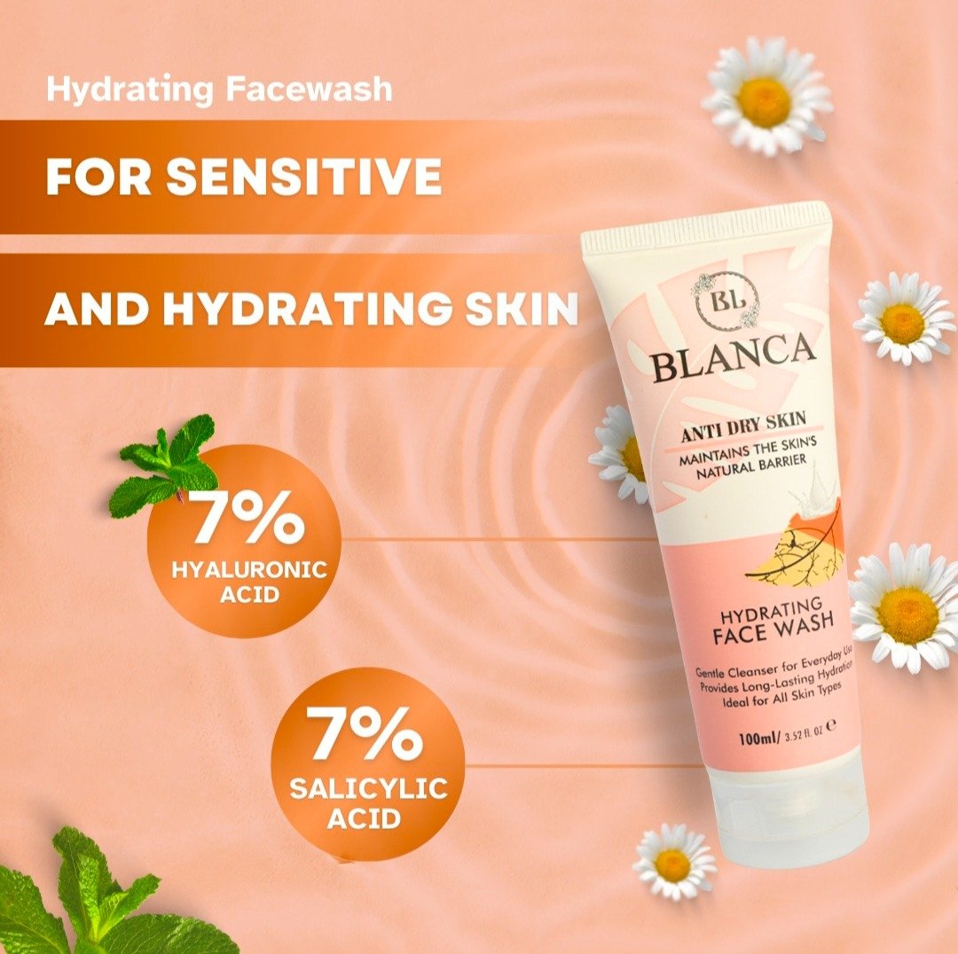 Blanca Anti Dry Skin Hydrating Facewash 100ml Gentle Cleanser - Image 2