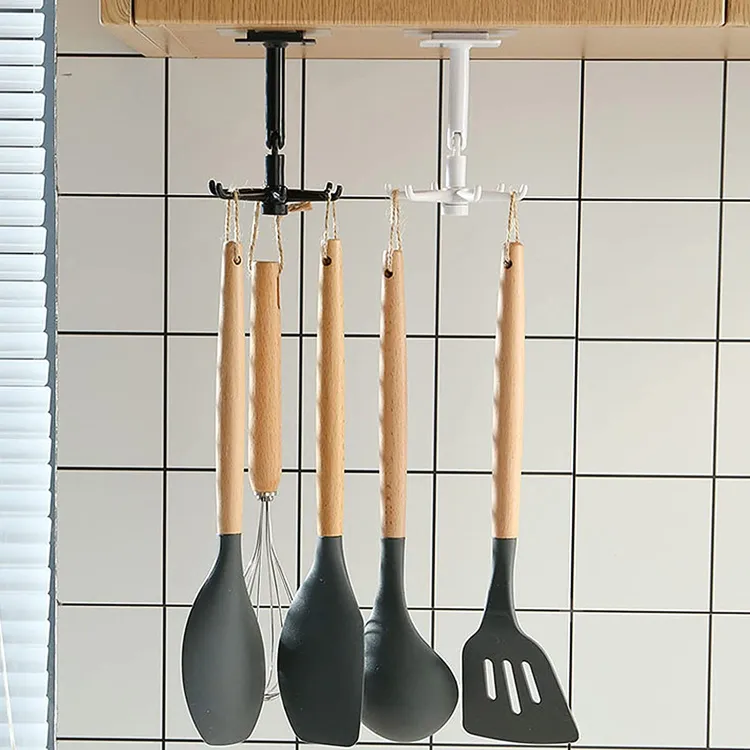 Kitchen Tools Spoon Holder Stand 360 Degrees Rotated Punch-Free...