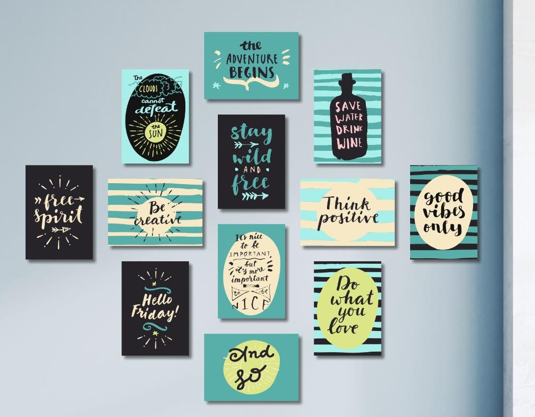 Inspirational Quotes and Motivational Calligraphy Wooden Sticky Tiles