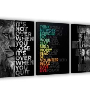 Set of 3 Motivational Sticky Canvas Frames for Wall Decore / Sticky