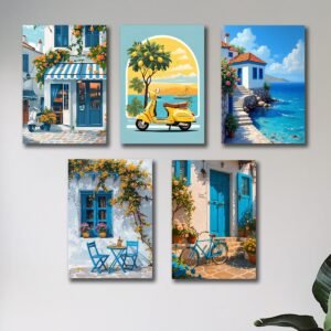 Set of 5 Italian Vintage Home Wall Art Frames