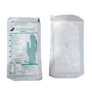 Super Max Powdered Latex Sterliz Gloves 1 Pair Examination Gloves
