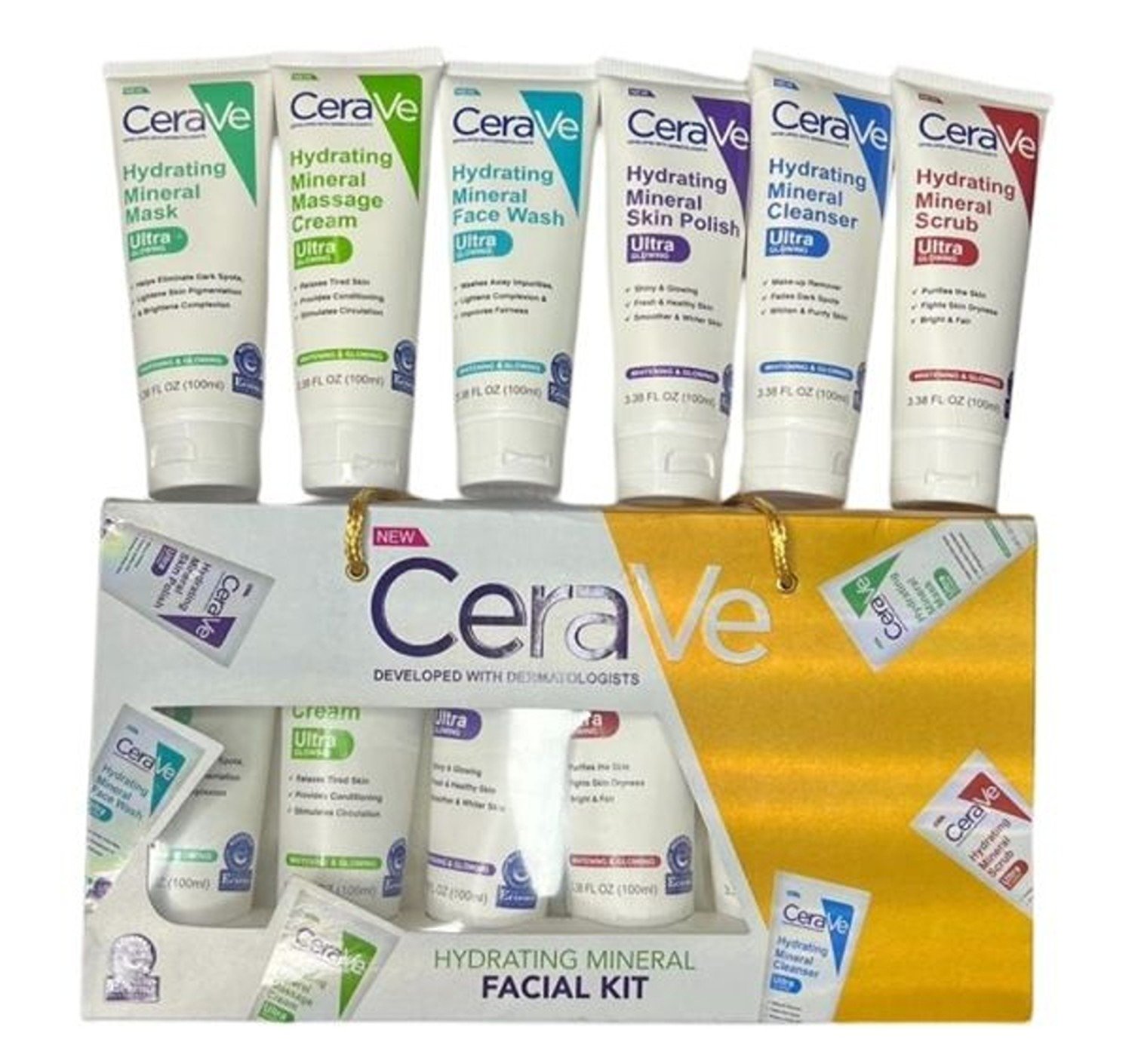 Cerave 6 in 1 Hydrating Mineral Facial Kit for Deep Cleansing, - Image 2