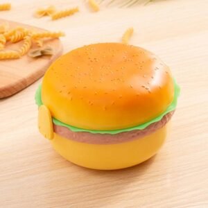 Lunch Box for Kids Burger Hamburger Shaped Multi Layer 6x3.5 Inches