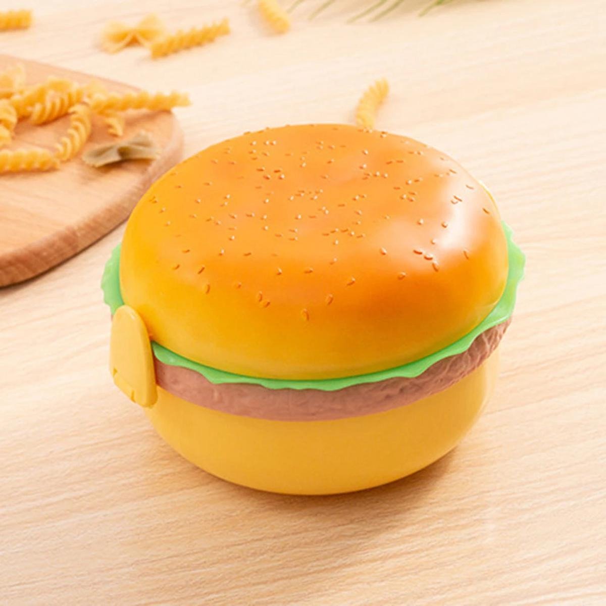 Lunch Box for Kids Burger Hamburger Shaped Multi Layer 6x3.5 Inches