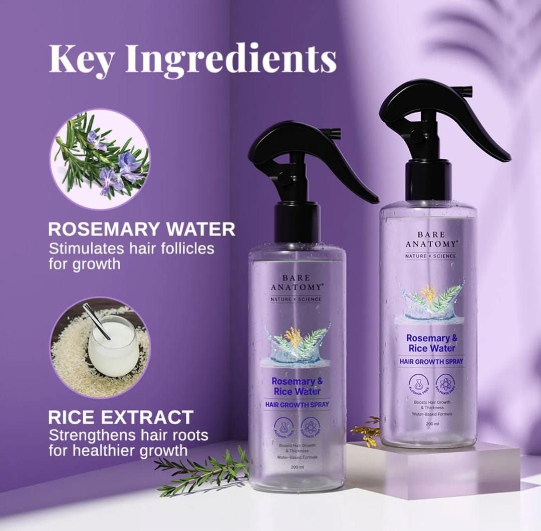 Bare Anatomy Rosemary & Rice Water Hair Growth Spray - Image 3