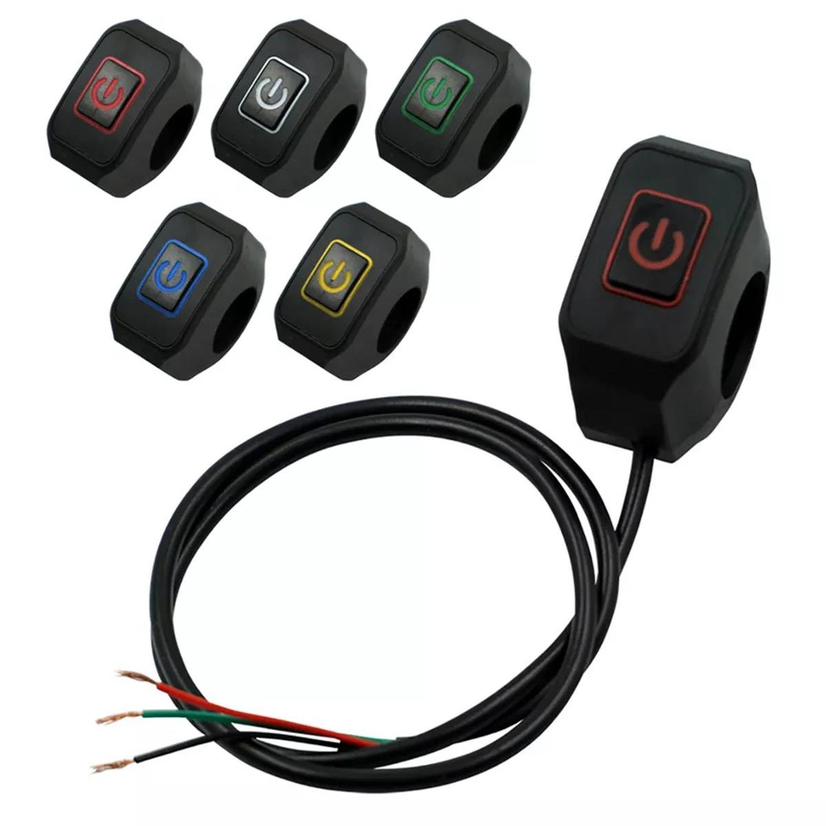 Motorcycle on Off LED Switch Push Button Handlebar Mount