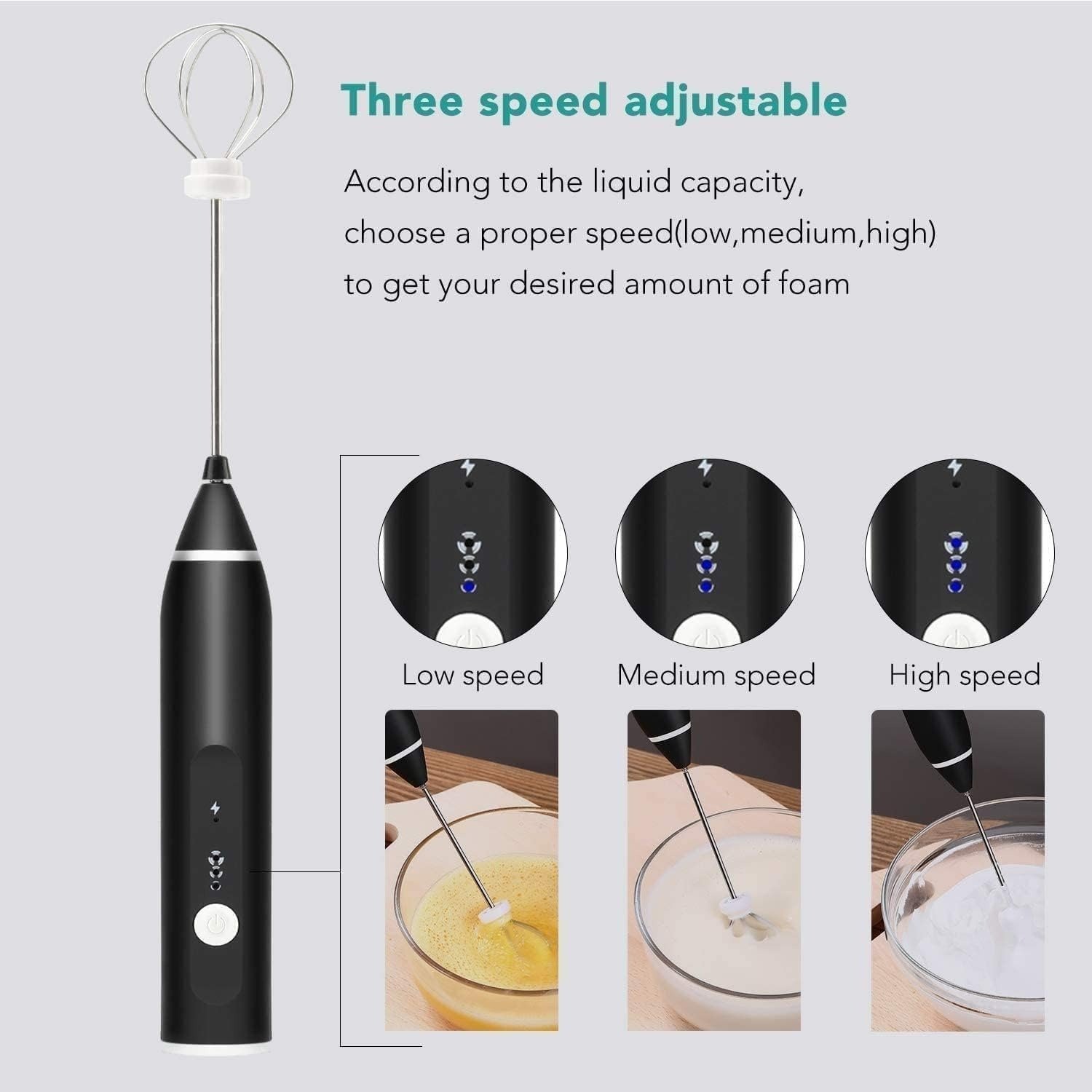 Handheld Electric Milk Frother Whisk Egg Beater Usb Rechargeable... - Image 3