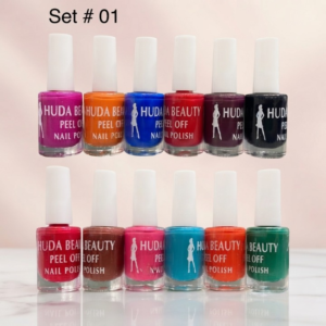 Huda Beauty Peel Off Nail Polish Set of 6 Vibrant Colors Easy Removal