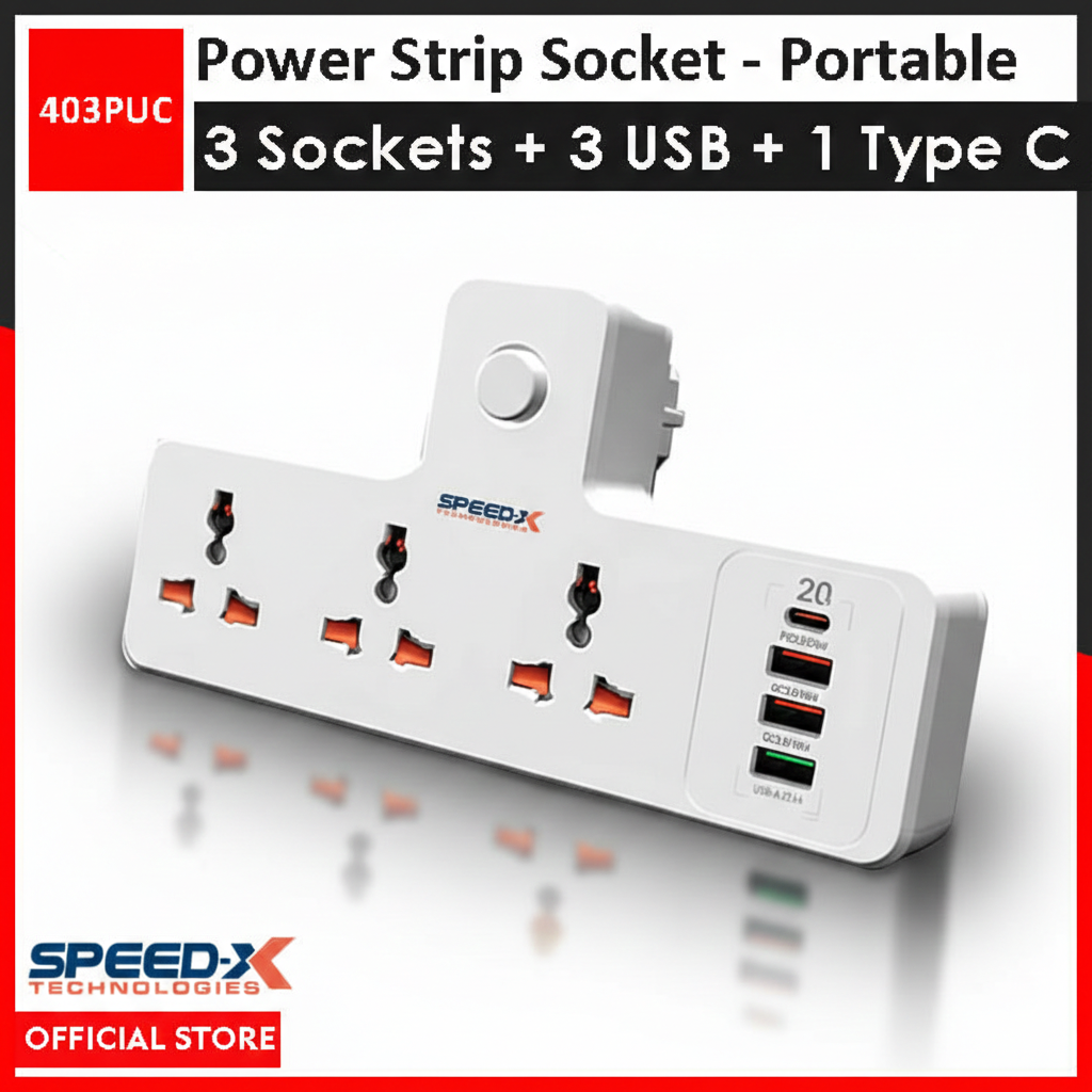Professionprofessional Premium Portable Power Strip 3 Sockets + 3...