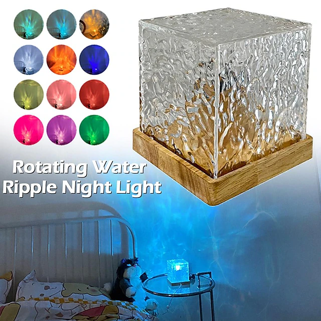 Dynamic Rotating Water Ripple Night Light Milti Colors Flame... - Image 4