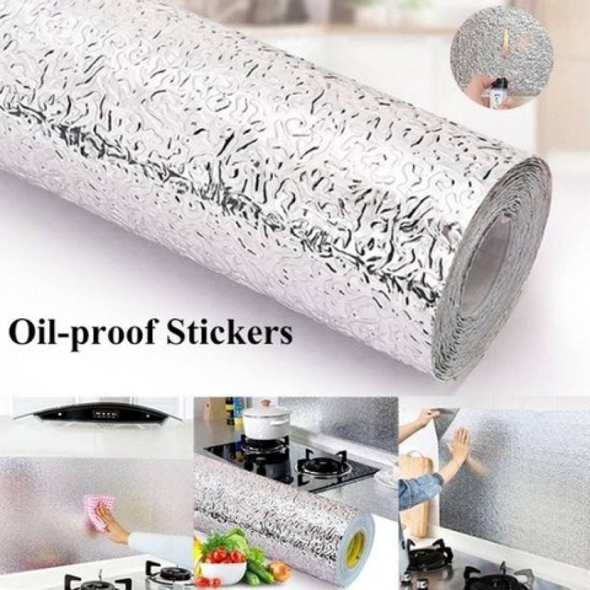 Silver Foil Kitchen Waterproof & Oil Proof Self-Adhesive Sticker Roll
