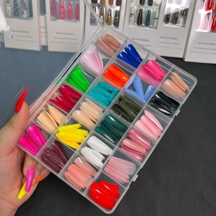 Pack of 2 576 Pcs Artificial Nails with Free Nail Glue Made of Abs - Image 4