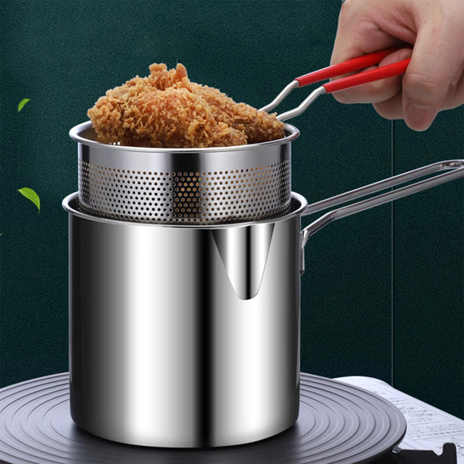 Stainless Steel Deep Fryer Pot With Strainer - Image 4