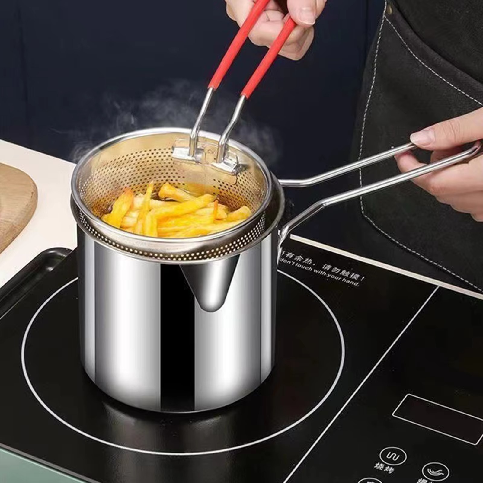 Stainless Steel Deep Fryer Pot With Strainer - Image 5