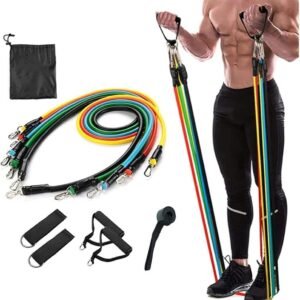 11 in 1 Natural Rubber Power Resistance Bands Exercise Belt for Home