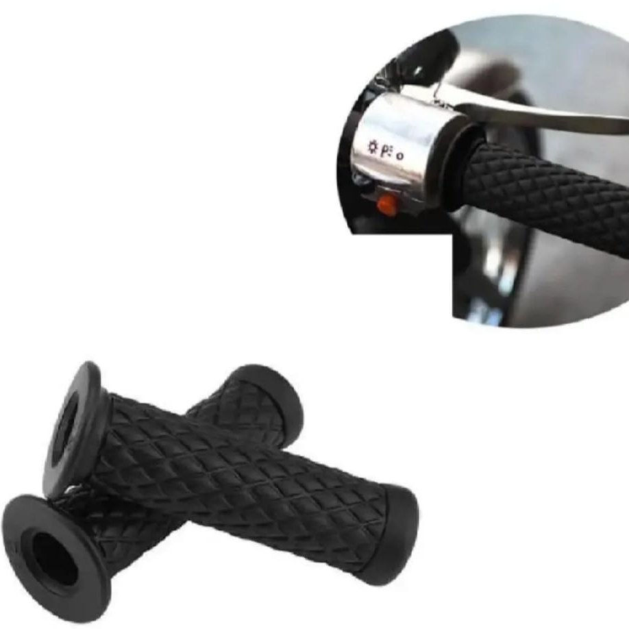 Cafe Racer Diamond Style Rubber Handlebar Grips with Bar Ends - Image 4