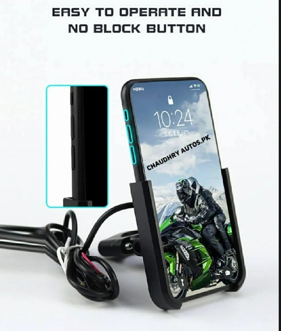 Motorcycle Mobile Holder with Charger Aluminium Body Durable and Convenient - Image 3
