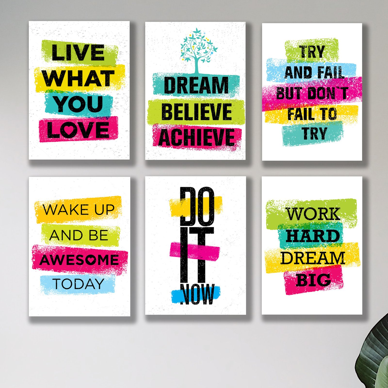 Set Of 6 Motivational Sticky Canvas Frames For Wall Decore /...