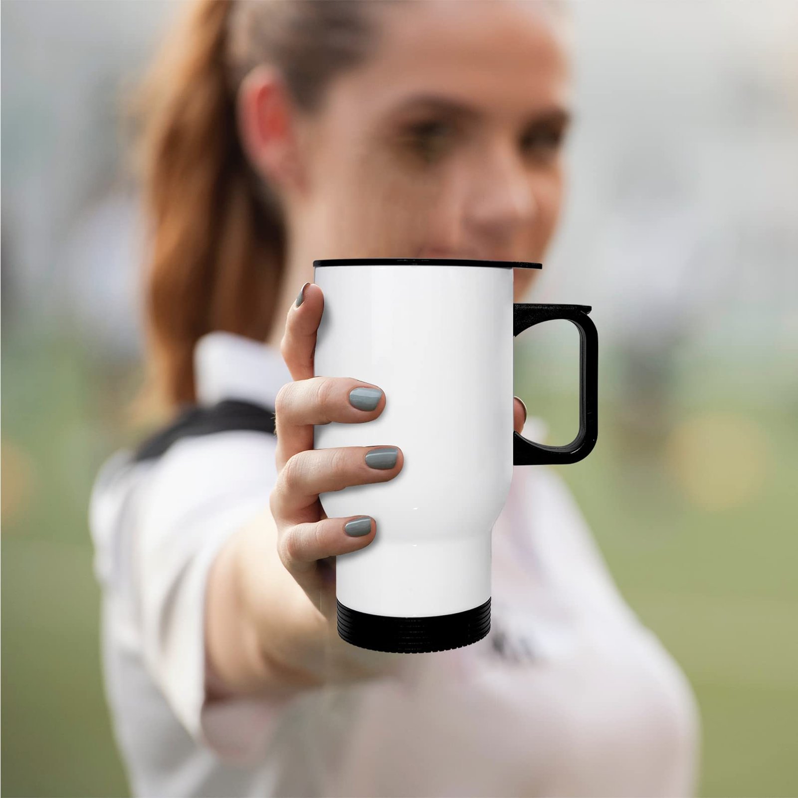 White Glossy Steel Coffee Mug 500ml