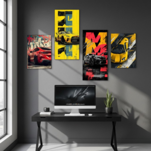 Set of 4 Stylized Automotive Canvas Prints