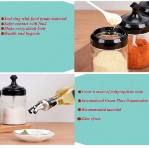 Oil Bottle Set 4 Piece Daisy Glass Spice Set with 3 Spice Jars 180ml