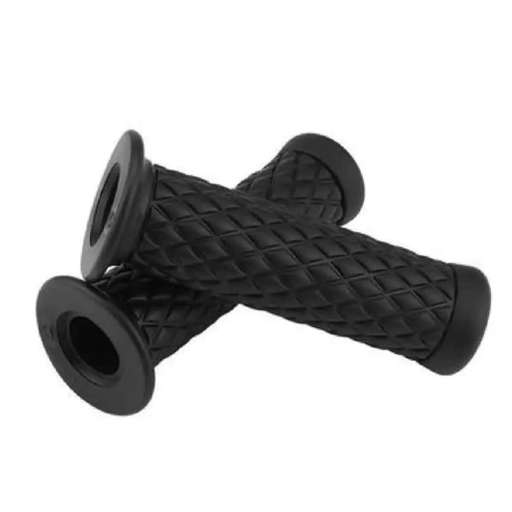 Cafe Racer Diamond Style Rubber Handlebar Grips with Bar Ends - Image 2