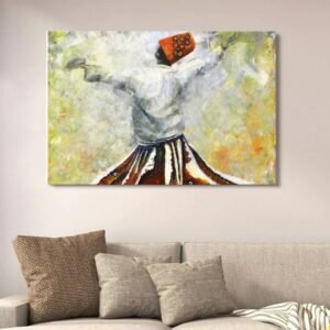 Darwaish & Sufism Canvas Art Depicting Whirling Dervish with Double Tape