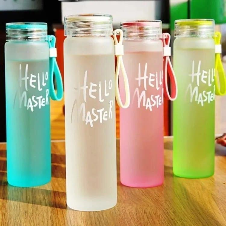 Hello Master 480ml Frosted Glass Water Bottle - Image 3