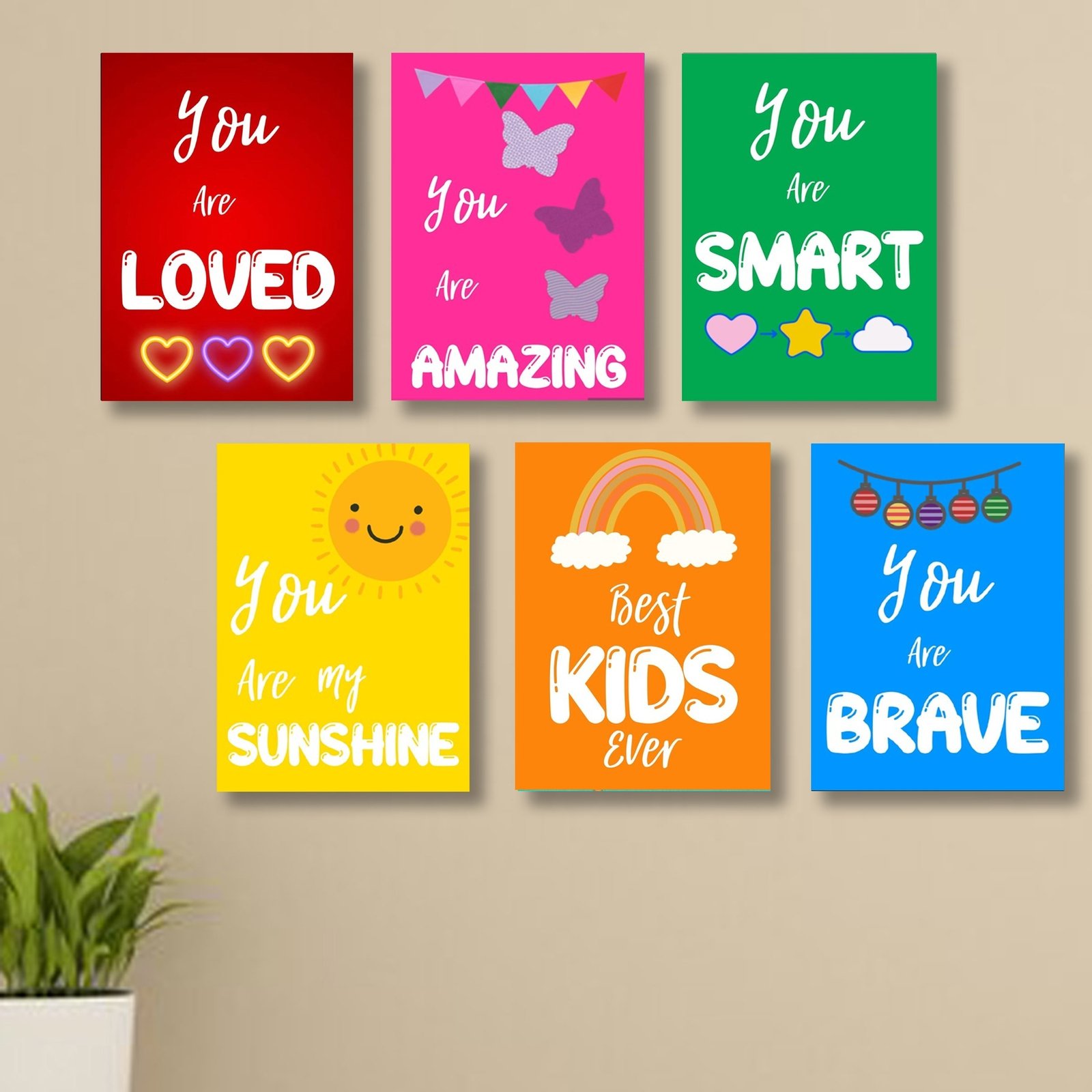 Set of 6 Kids' Motivational Wall Art Frames