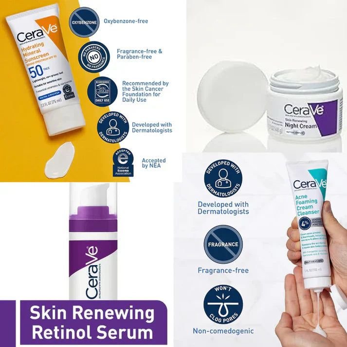 Cerave 4 In 1 Skincare Kit Night Cream, Sunblock, Cleanser &Amp;... - Image 4