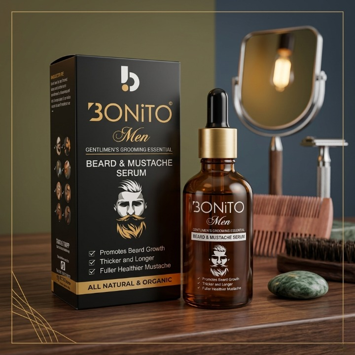 Bonito Men Beard and Mustache Serum Premium Grooming Essential