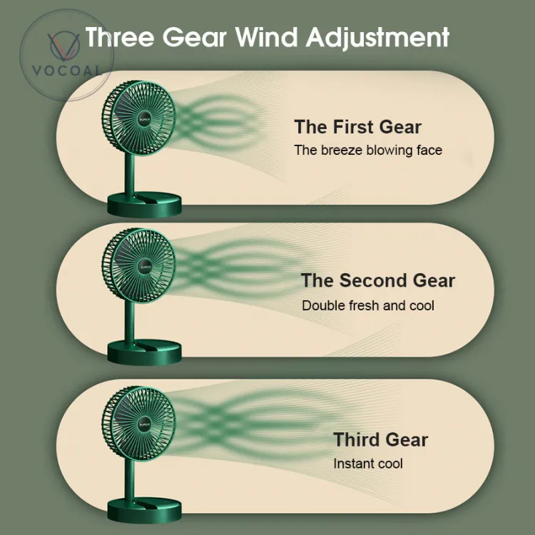 Folding Telescopic Floor Fan 3 Gears Summer Silent Desktop...