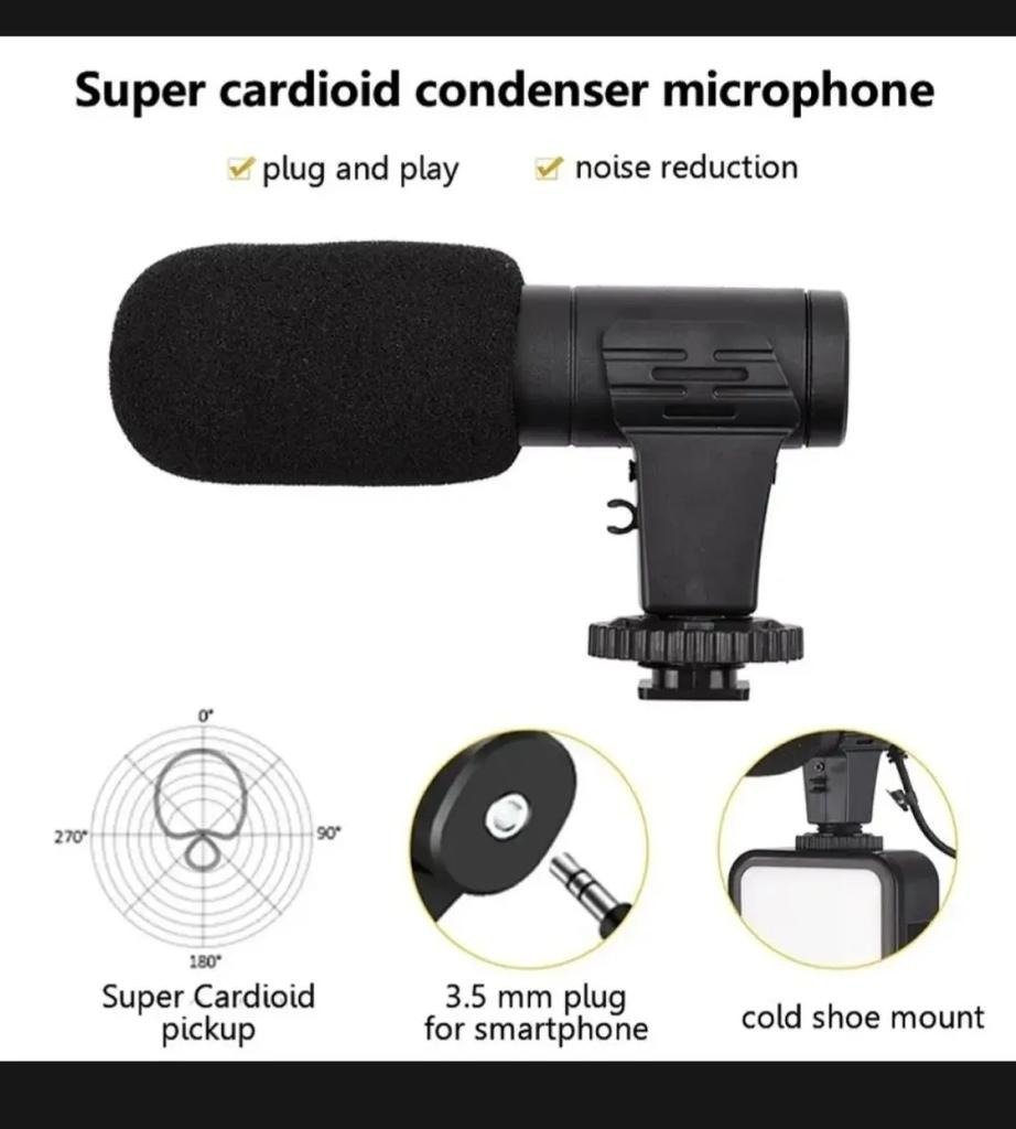 Ay-49 Vlogger Kit | Microphone, LED Fill Light, Mini Tripod & - Image 3