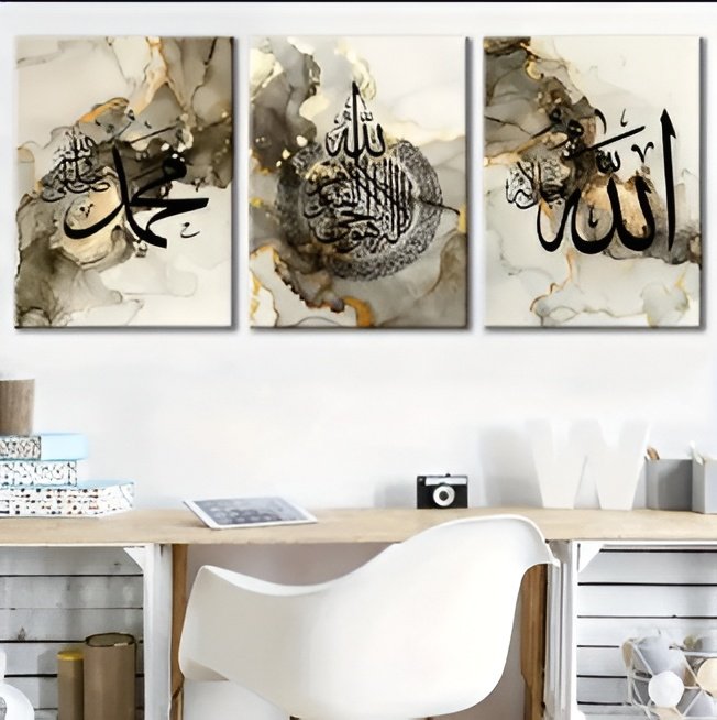 Set of 3 Sticky Wooden Frames for Home Office Wall Decore / Sticky