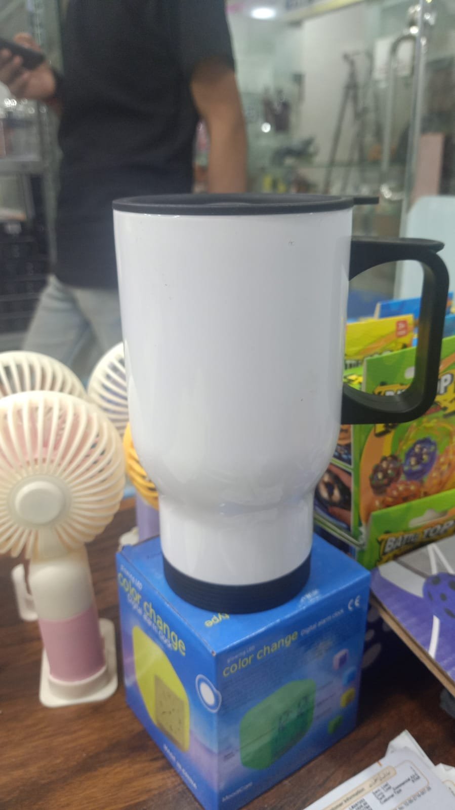 White Glossy Steel Coffee Mug 500ml - Image 2