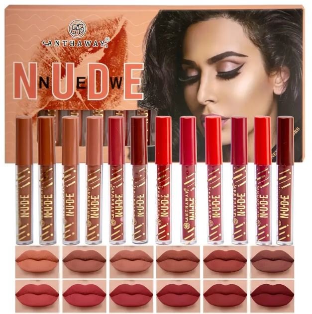 Pack Of 12 Waterproof Matte Nude Redish Shades Lipgloss - Image 5