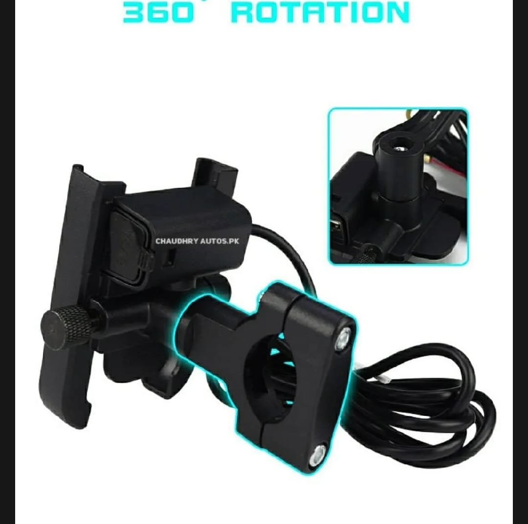 Motorcycle Mobile Holder with Charger Aluminium Body Durable and Convenient - Image 2