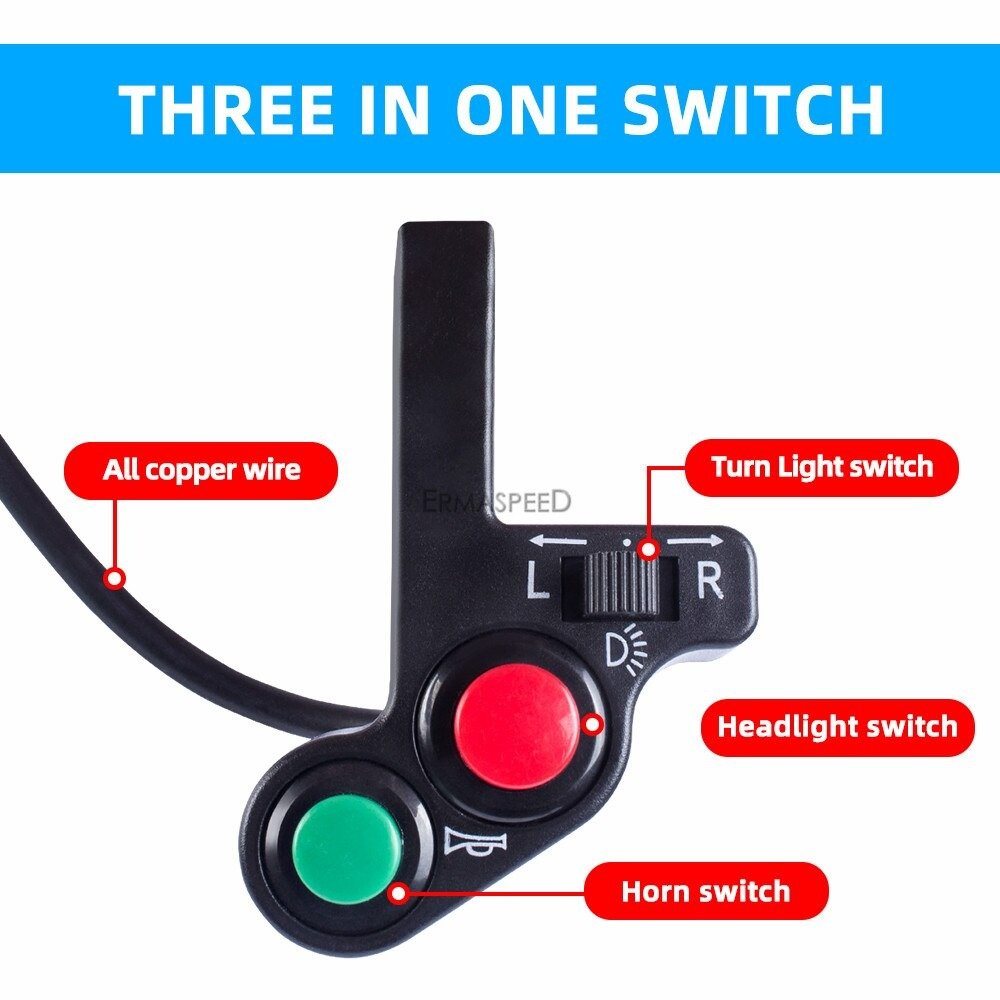 Universal Motorcycle Handlebar Switches On/off Button Connector Horn - Image 2