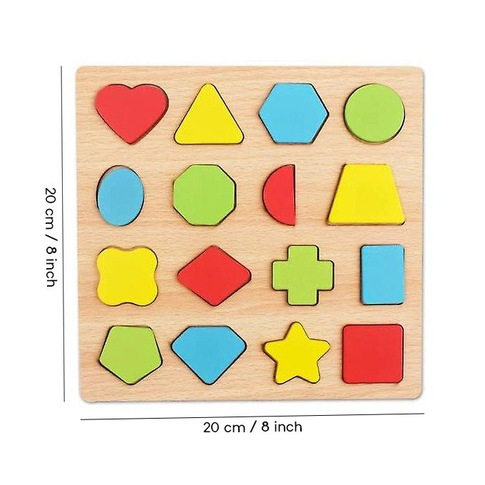 Colorful Geometric Shapes Wooden Cognitive Board Puzzle - Image 2