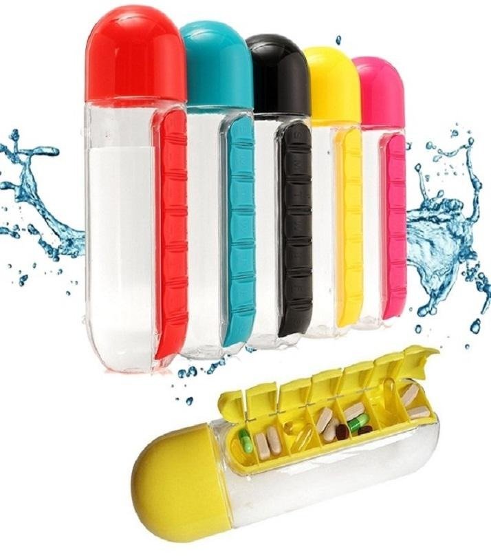 2-In-1 Medicine Organizer With Water Bottle