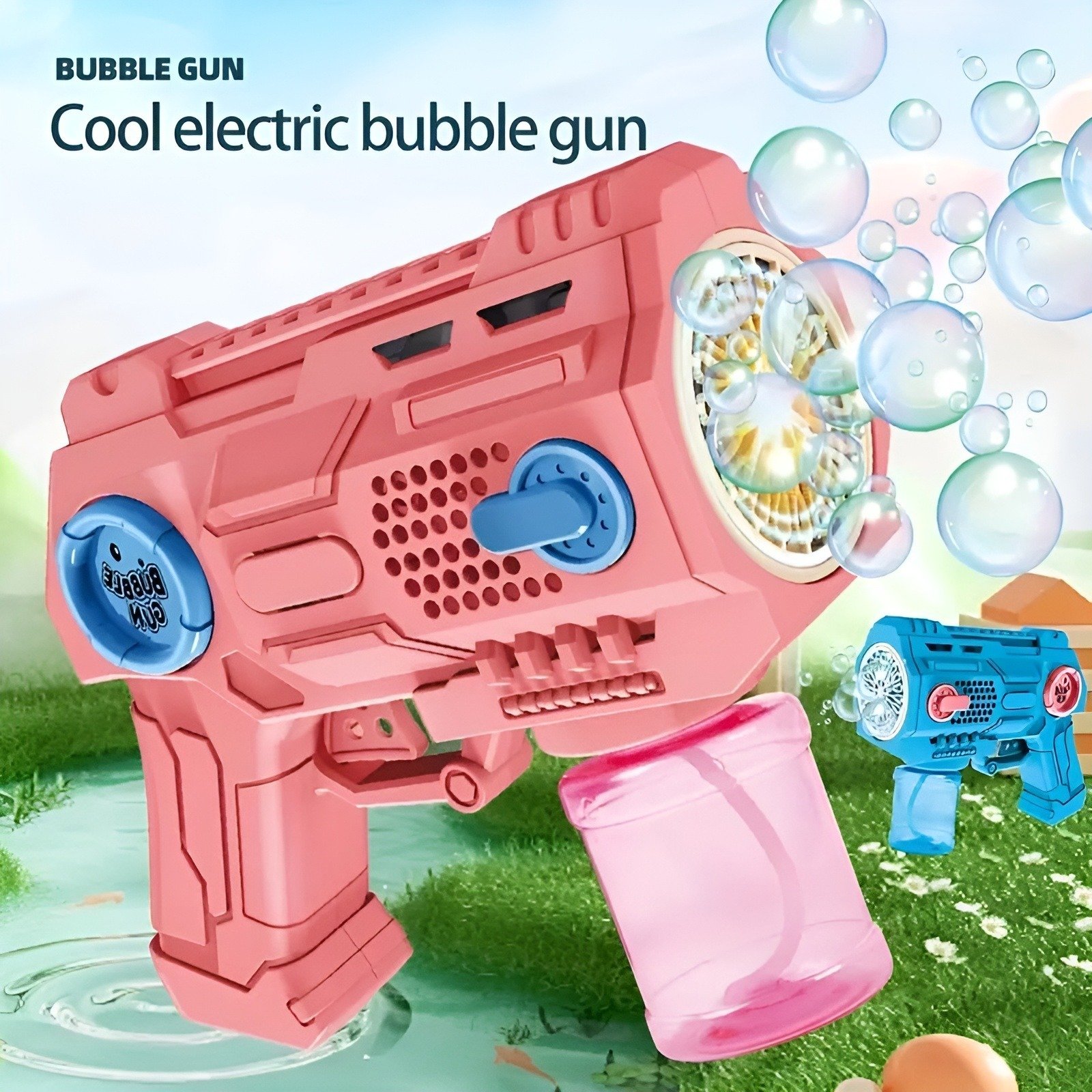 Children’S Handheld Porous Electric Bubble Gun With Lights &Amp; Music