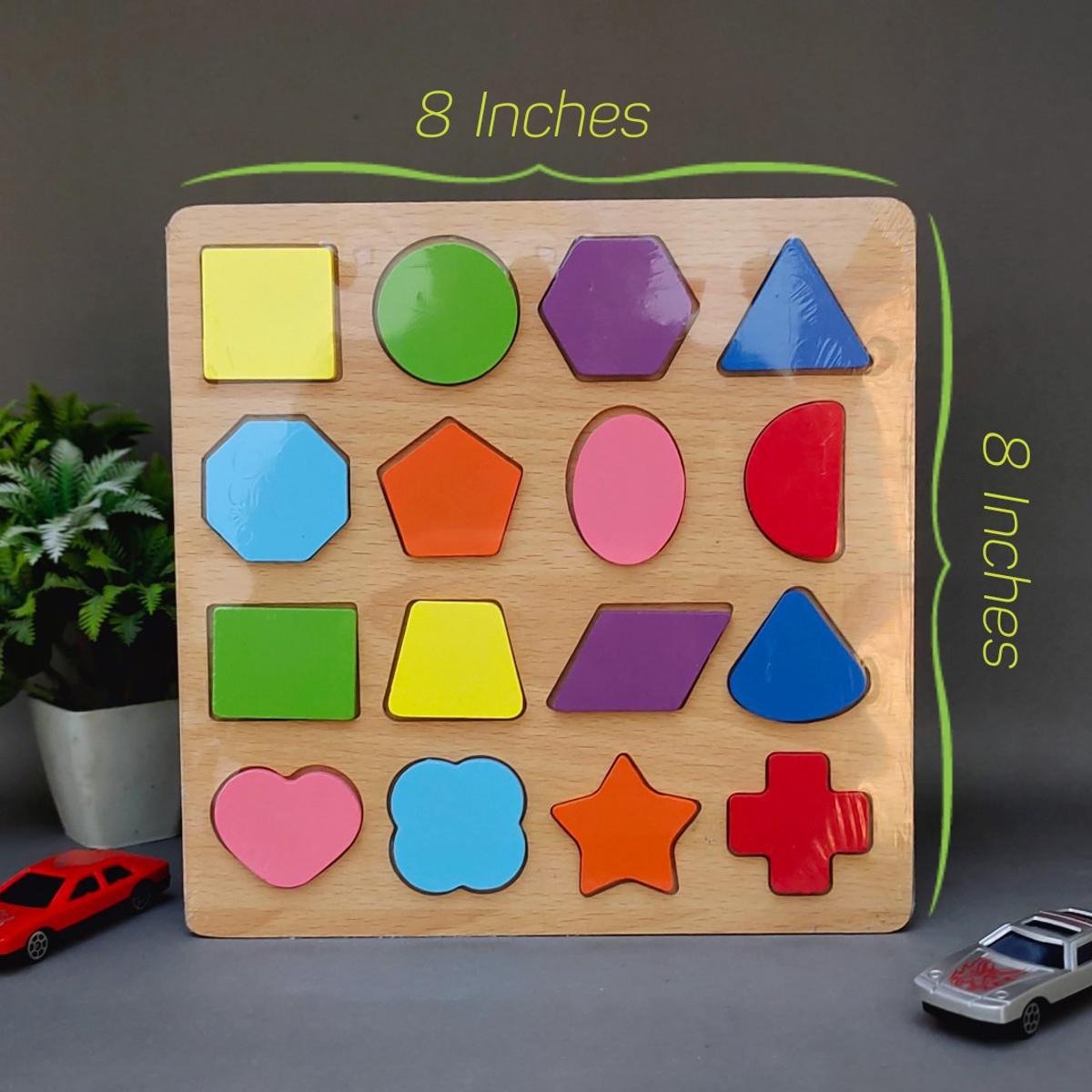 Colorful Geometric Shapes Wooden Cognitive Board Puzzle - Image 4