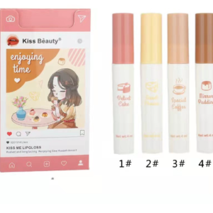 Pack Of 4 Kiss Beauty Lipgloss Long Lasting Waterproof Lip