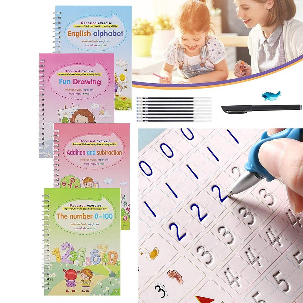 4 Pcs Set Magic Practice Copybook Book For Kids Calligraphy...