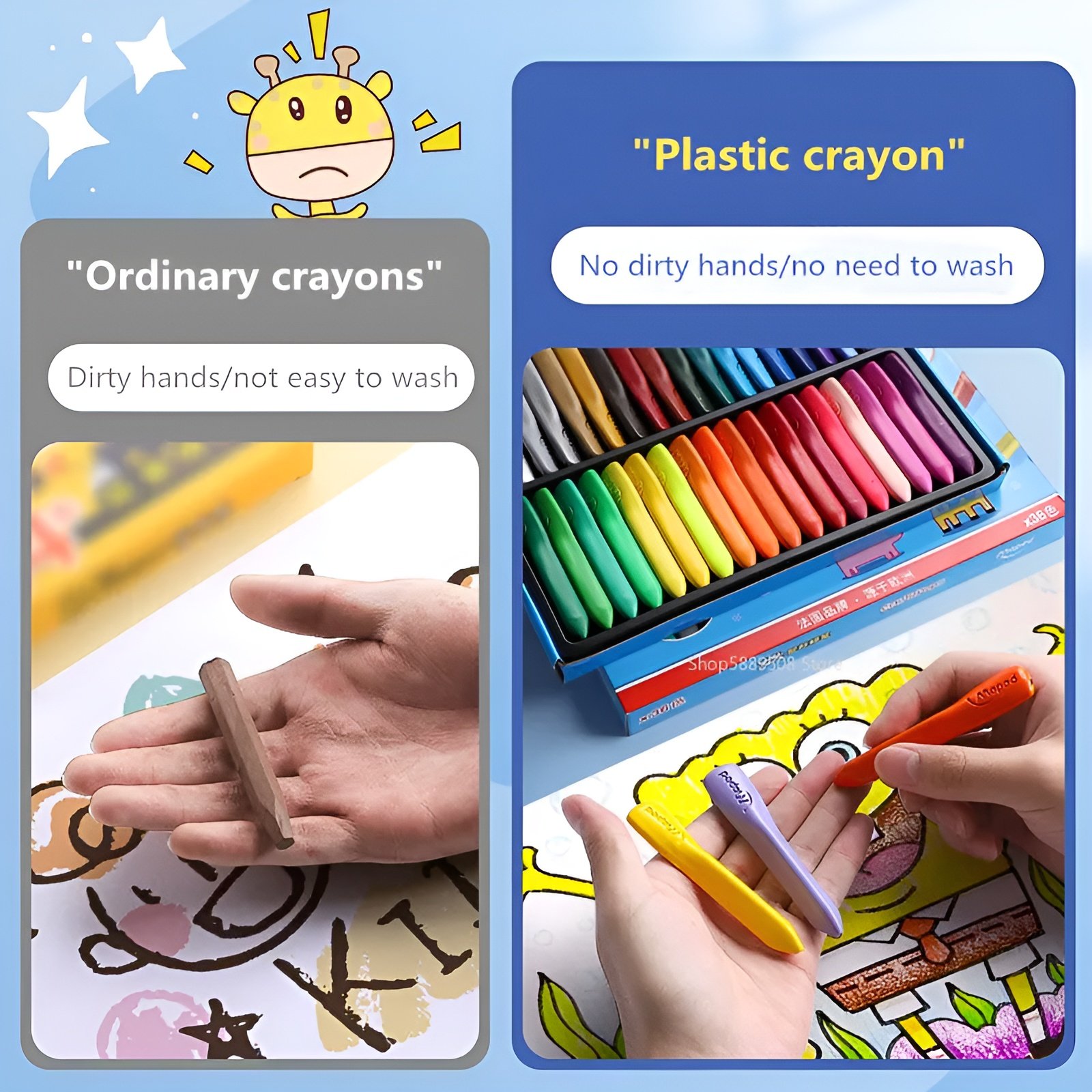 Children Pack Of 12 Plastic Crayons, 12 Vibrant Crayons Colors,...