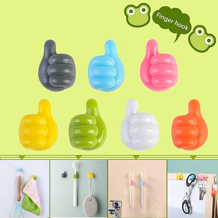 10 Pcs  Wall Decoration Hook Creative Silicone Thumb Key Hanger Hooks